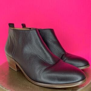 J. Crew Sawyer Black Leather Almond Toe Ankle Boots US 7.5
